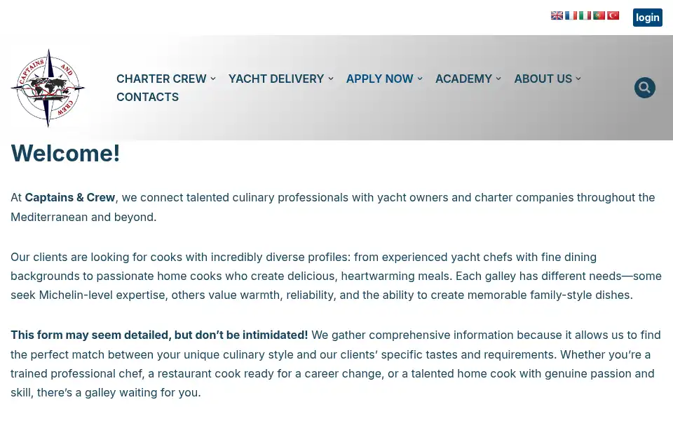 Screenshot of captainsandcrew.co.uk