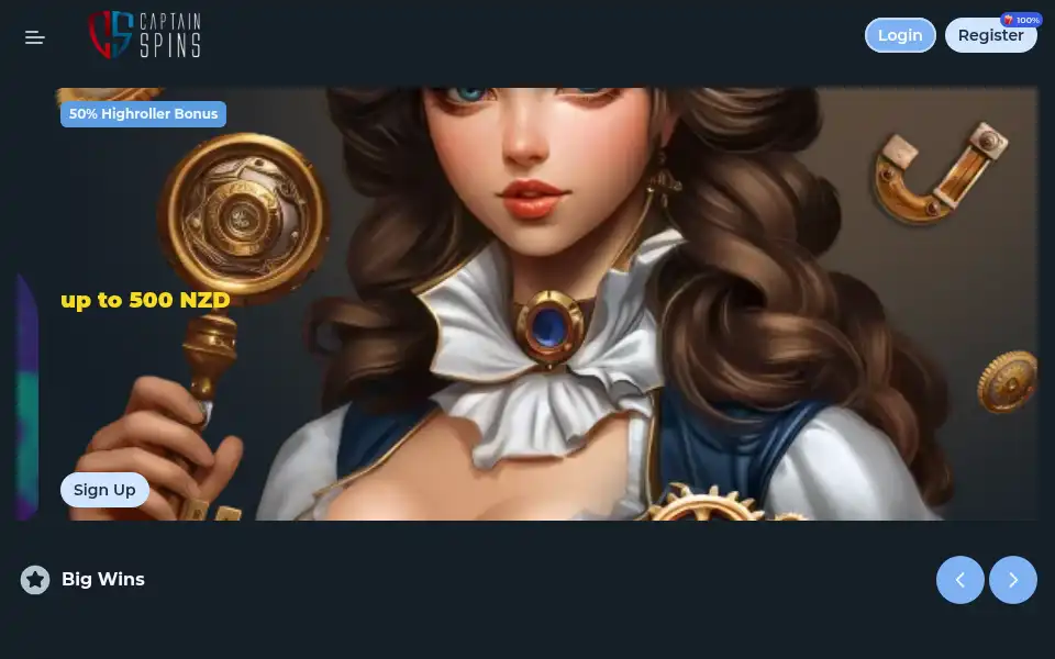 Screenshot of captainspins.nz
