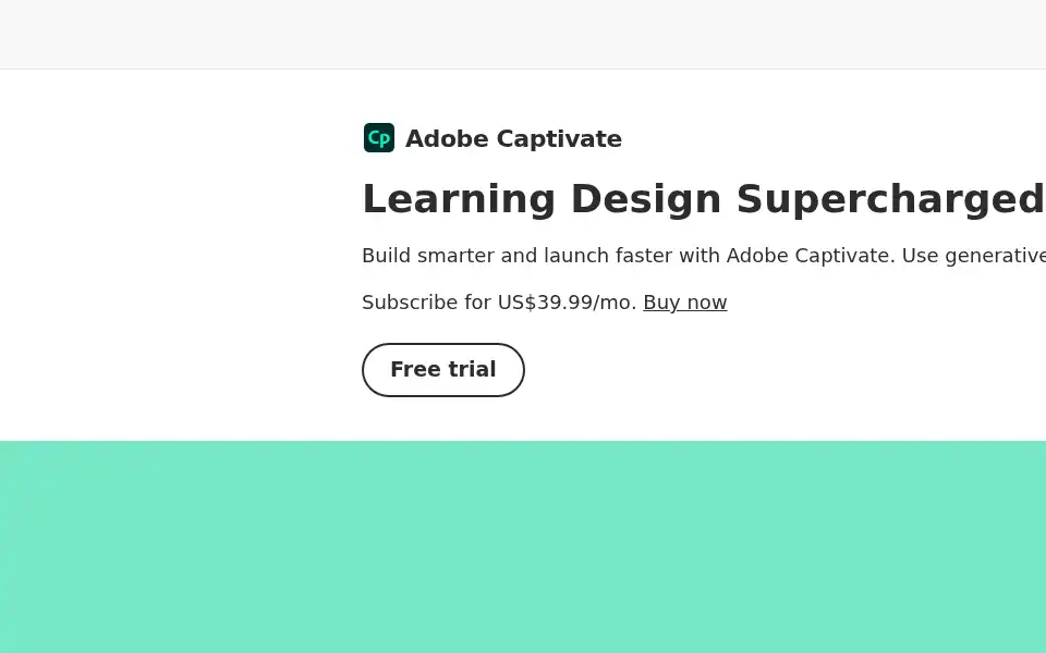 Screenshot of captivate.adobe.com