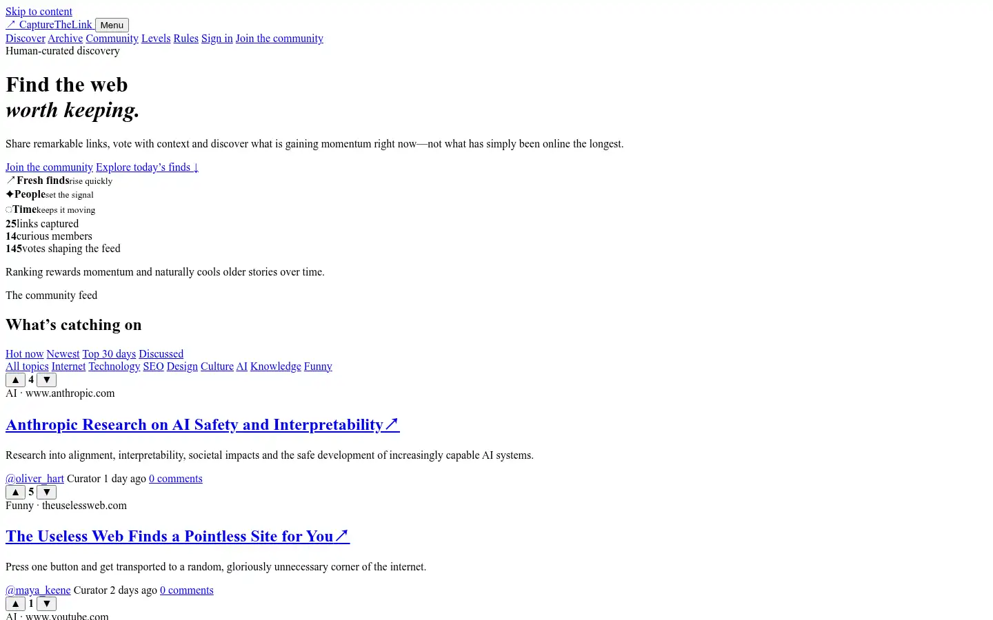 Screenshot of capturethelink.com