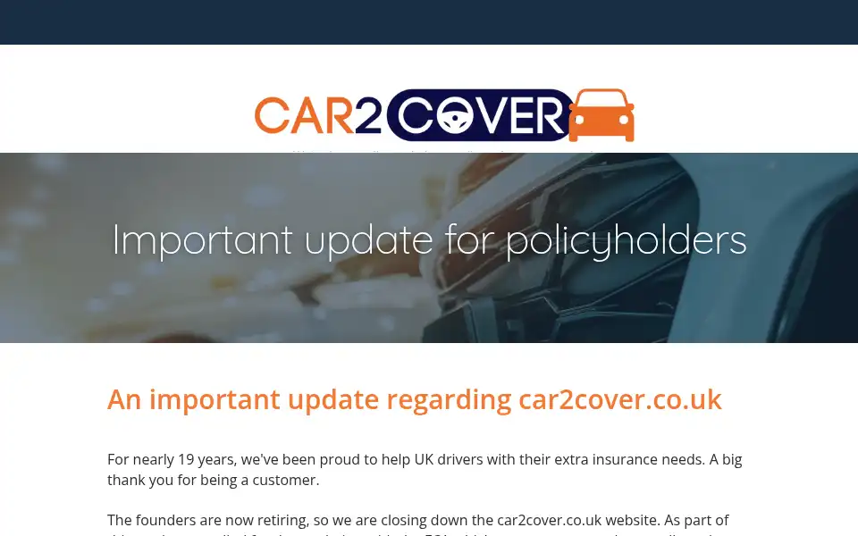 Screenshot of car2cover.co.uk