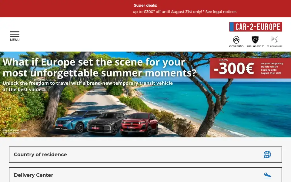 Screenshot of car2europe.com