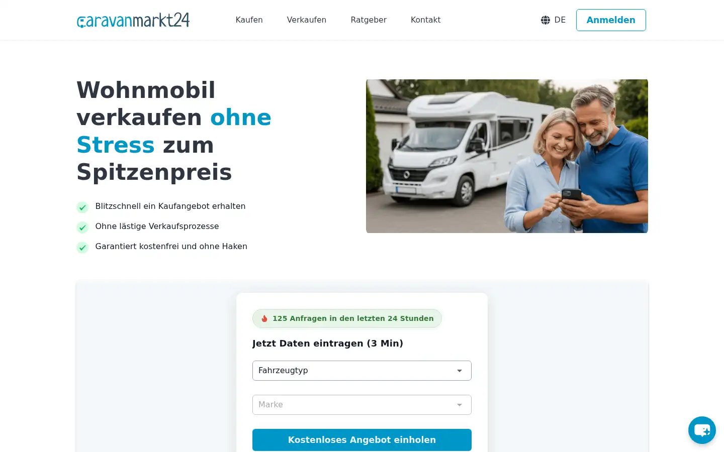 Screenshot of caravanmarkt24.de
