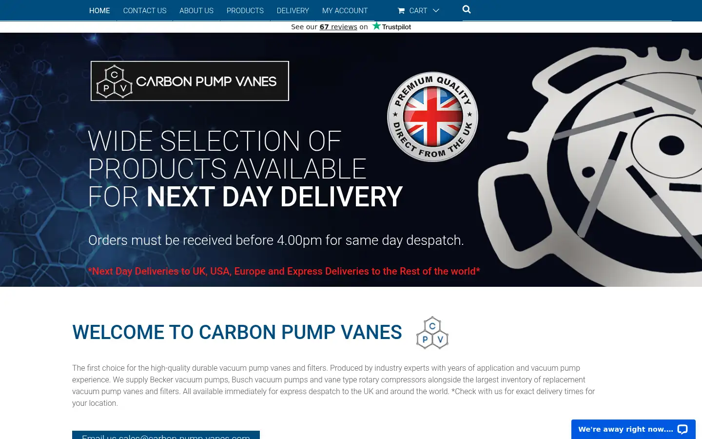 Screenshot of carbon-pump-vanes.com