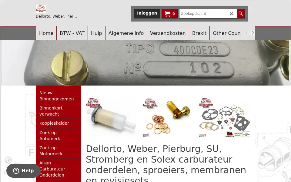 Screenshot of carburateurwinkel.nl