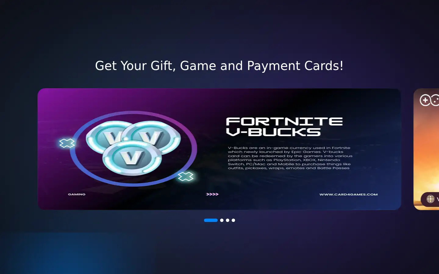 Screenshot of card4games.com