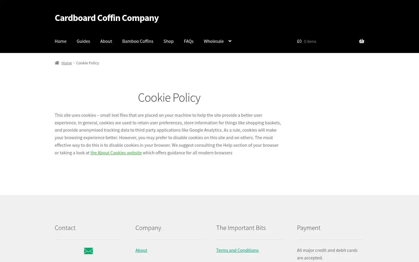 Screenshot of cardboardcoffincompany.com