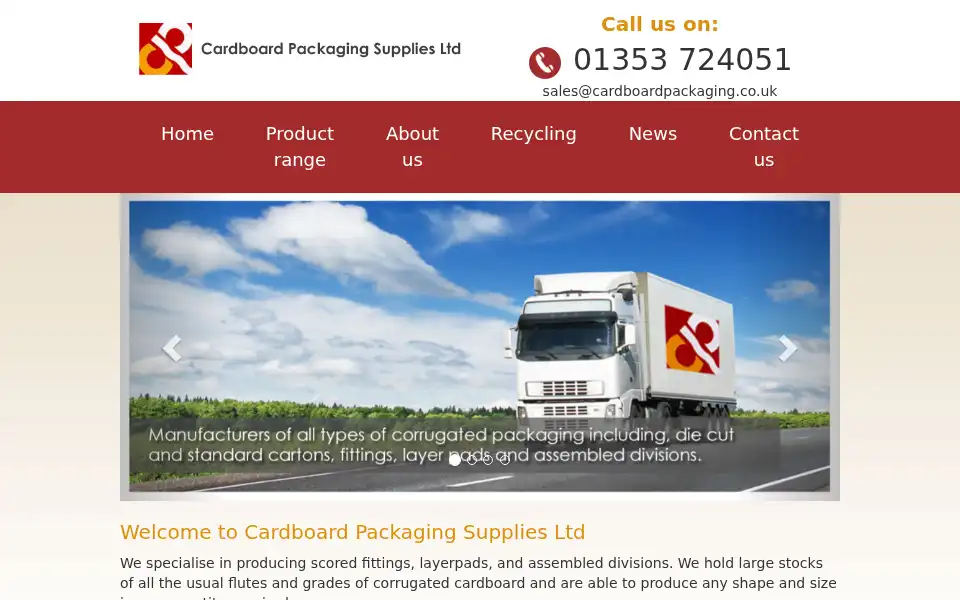 Screenshot of cardboardpackaging.co.uk