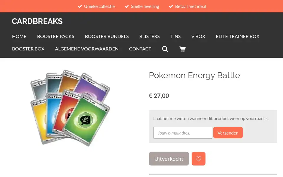 Screenshot of cardbreaks.nl