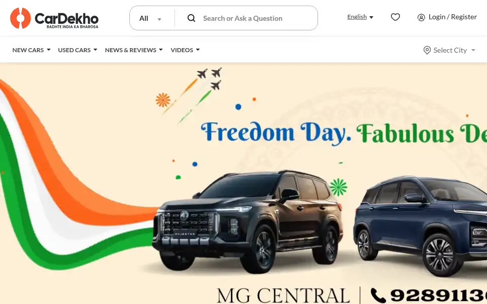 Screenshot of cardekho.com