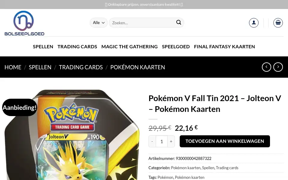 Screenshot of cardgamenl.com