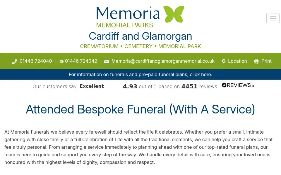 Screenshot of cardiffandglamorganmemorial.co.uk
