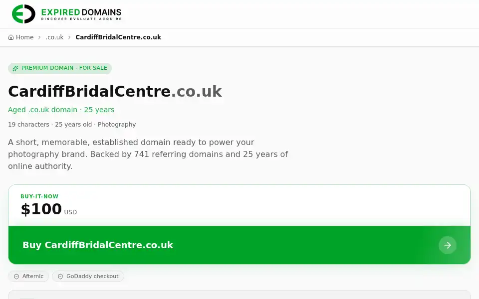 Screenshot of cardiffbridalcentre.co.uk