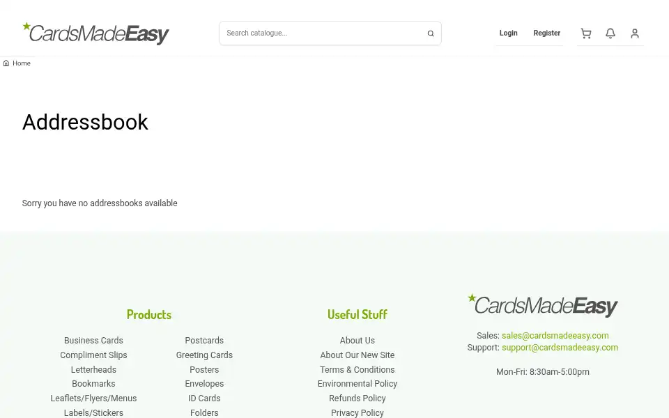 Screenshot of cardsmadeeasy.com