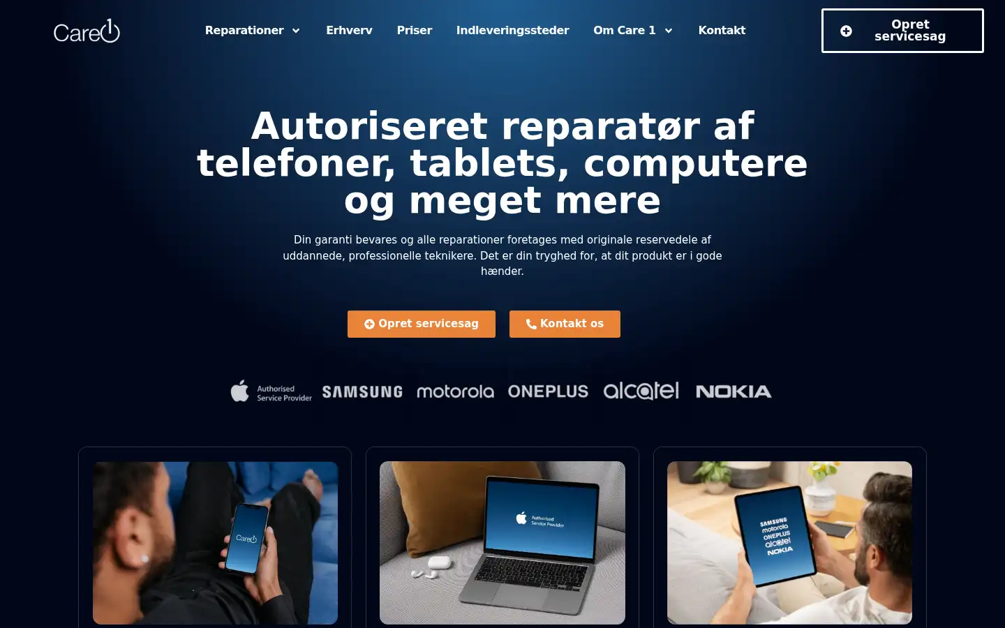Screenshot of care1.dk
