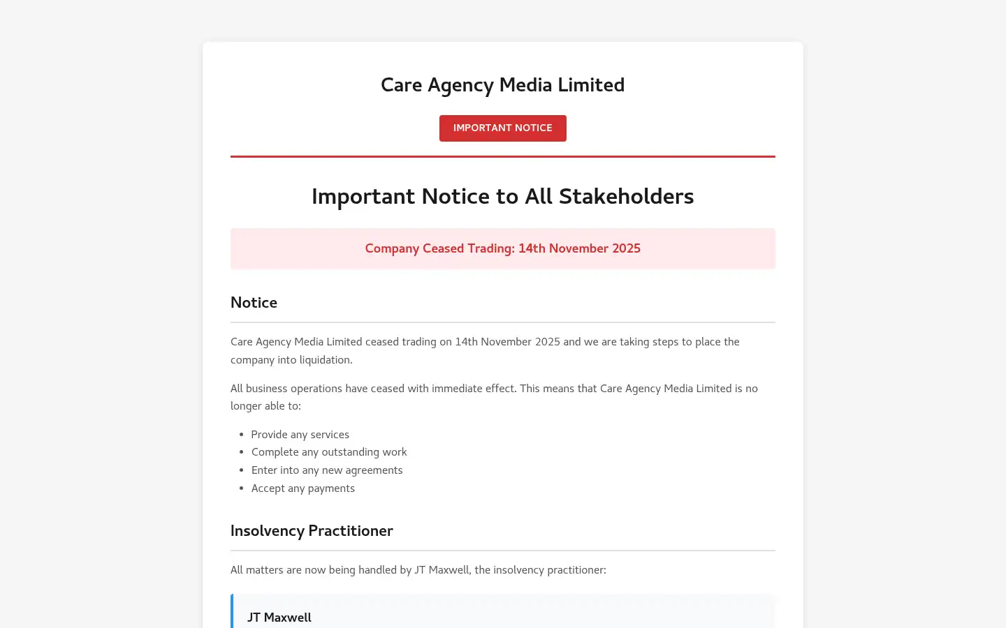Screenshot of careagencymedia.co.uk