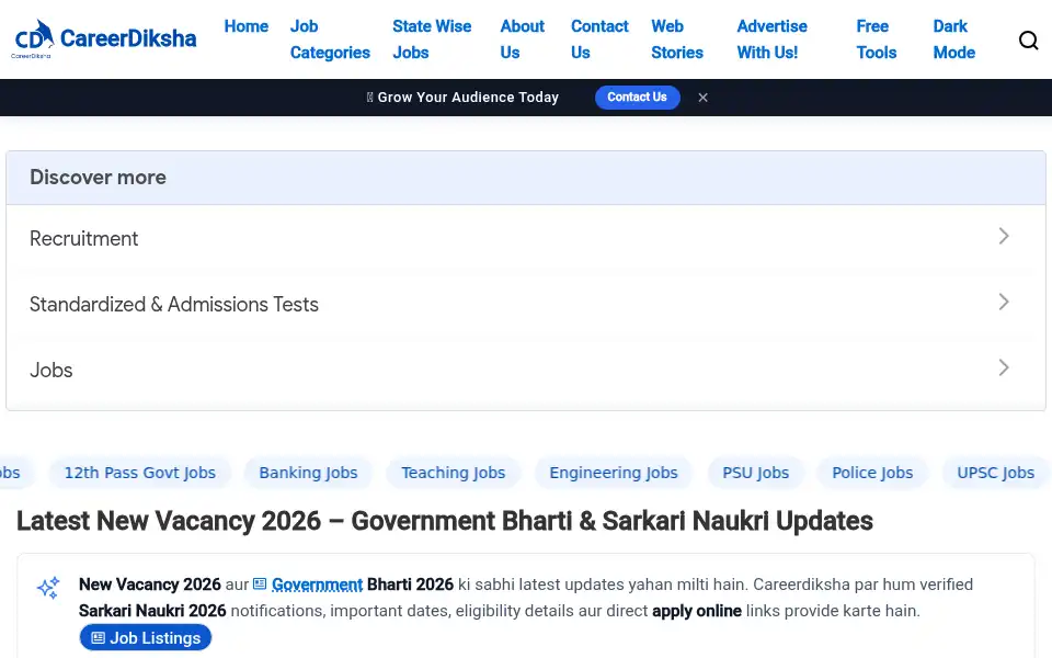 Screenshot of careerdiksha.co.in