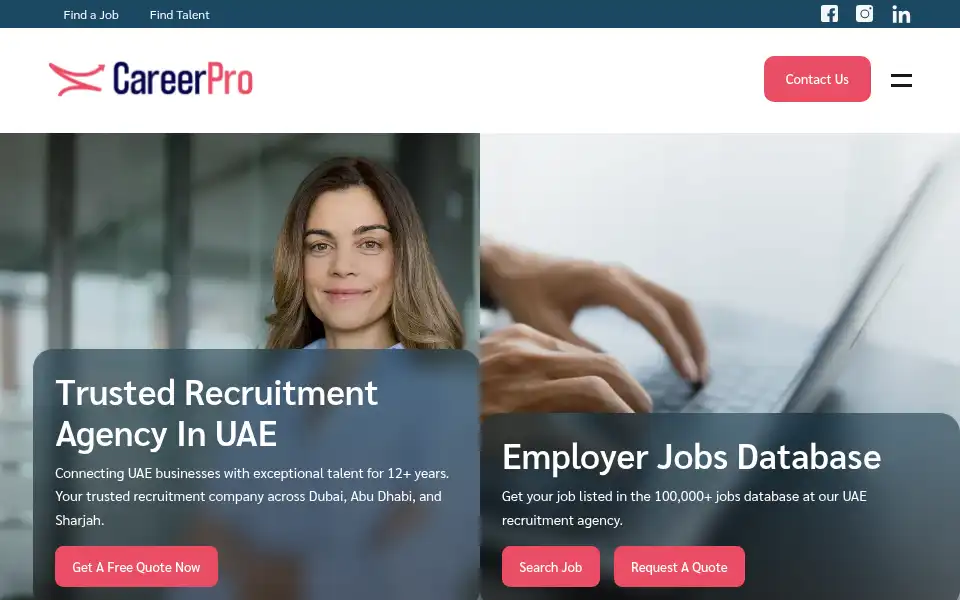 Screenshot of careerpro.ae