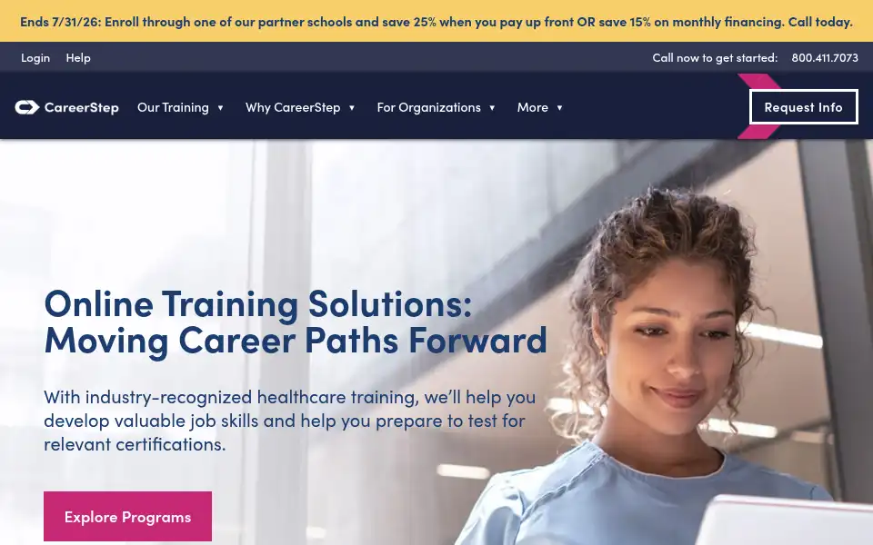 Screenshot of careerstep.com