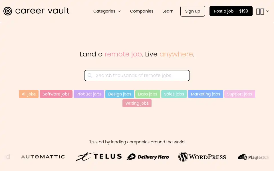 Screenshot of careervault.io