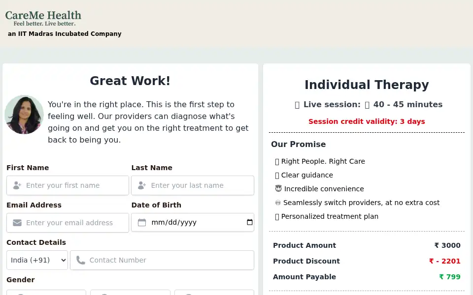 Screenshot of careme.health