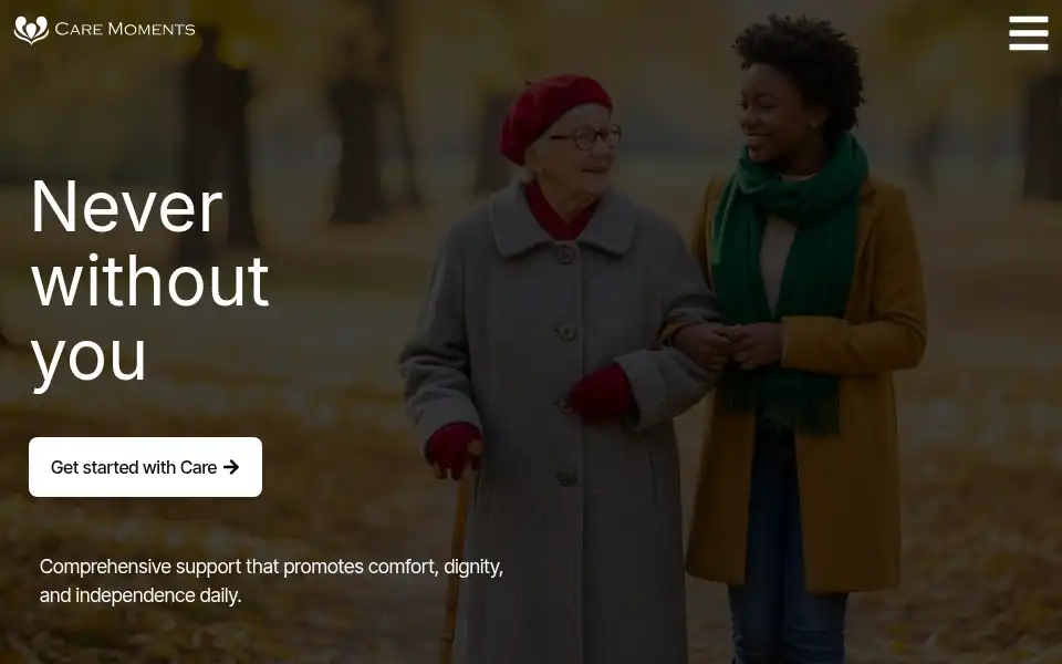 Screenshot of caremoments.co.uk