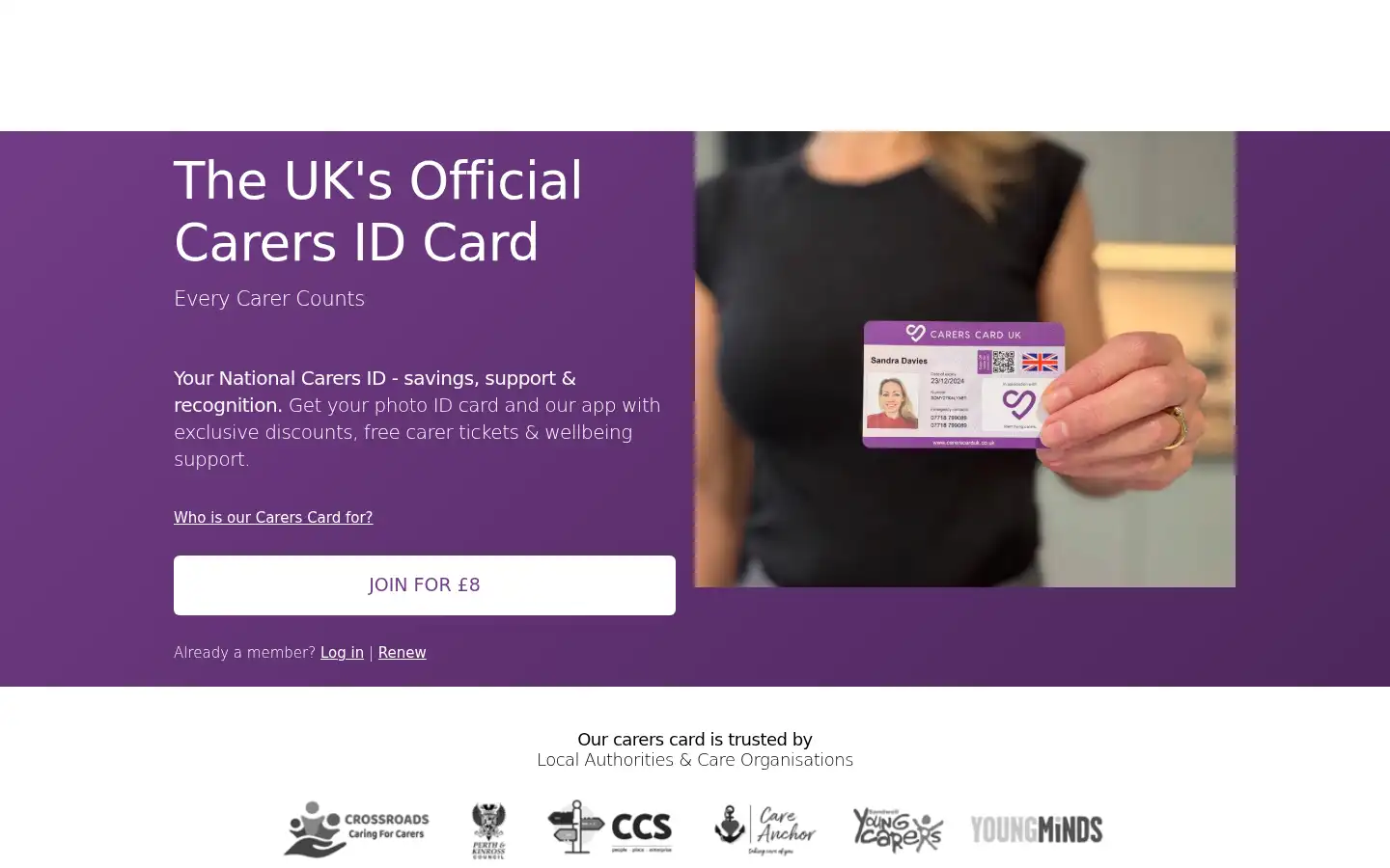 Screenshot of carerscarduk.co.uk