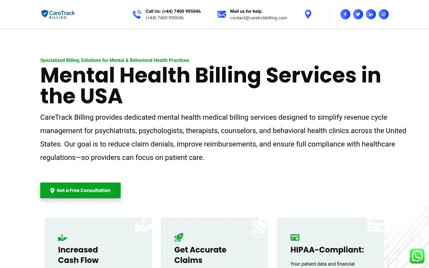 Screenshot of caretrackbilling.com