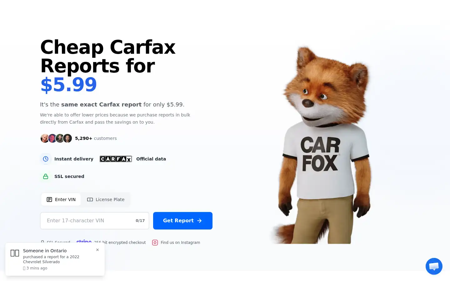 Screenshot of carfaxcheaper.com