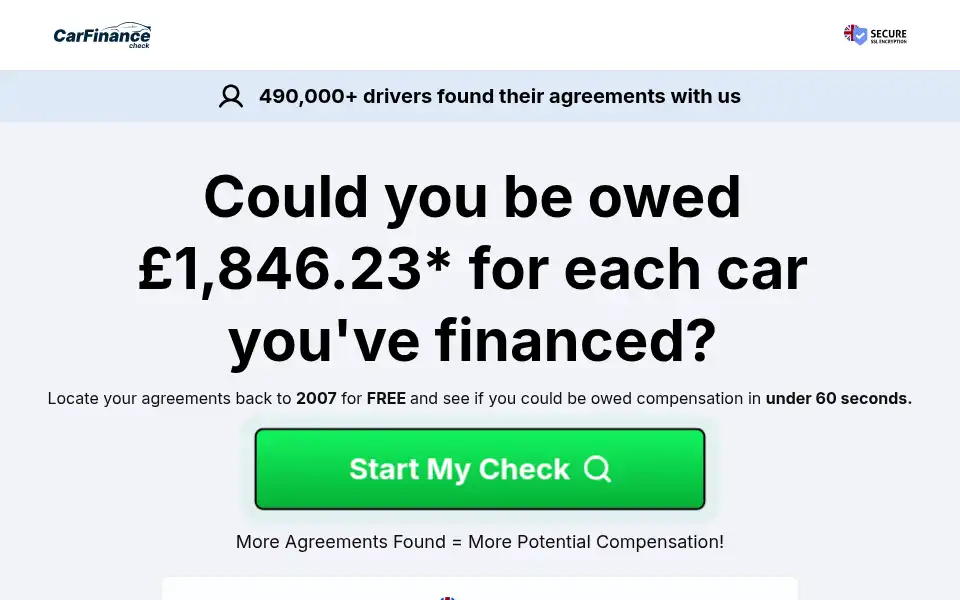 Screenshot of carfinancecheck.uk
