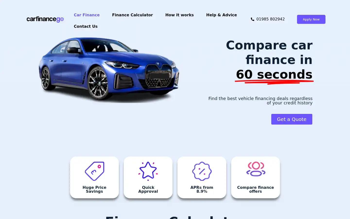 Screenshot of carfinancego.co.uk
