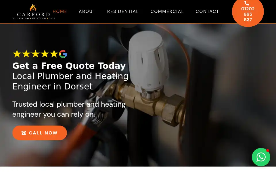 Screenshot of carfordheatingandplumbing.co.uk