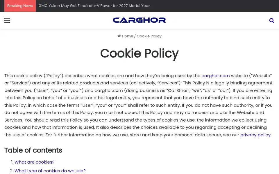 Screenshot of carghor.com