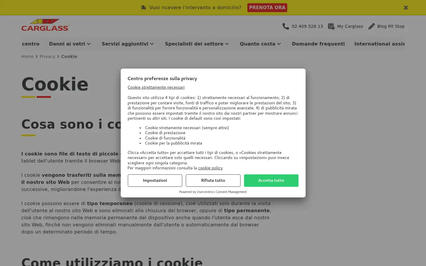 Screenshot of carglass.it