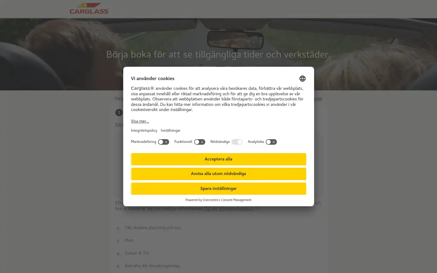 Screenshot of carglass.se
