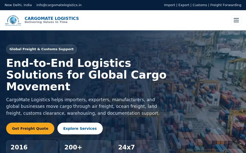 Screenshot of cargomatelogistics.in