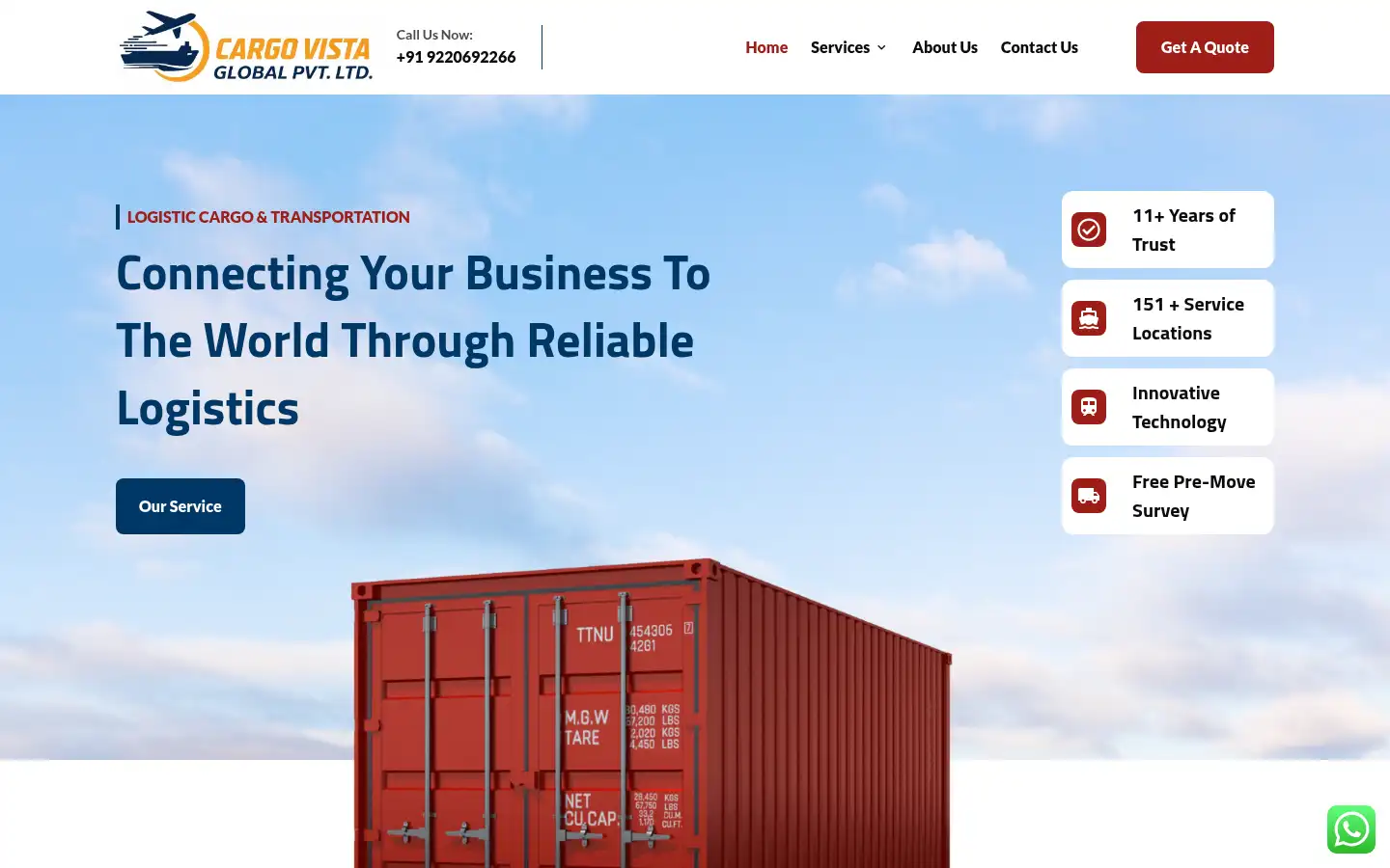 Screenshot of cargovistaglobals.com