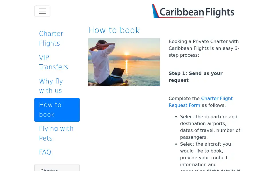 Screenshot of caribbean-flights.com