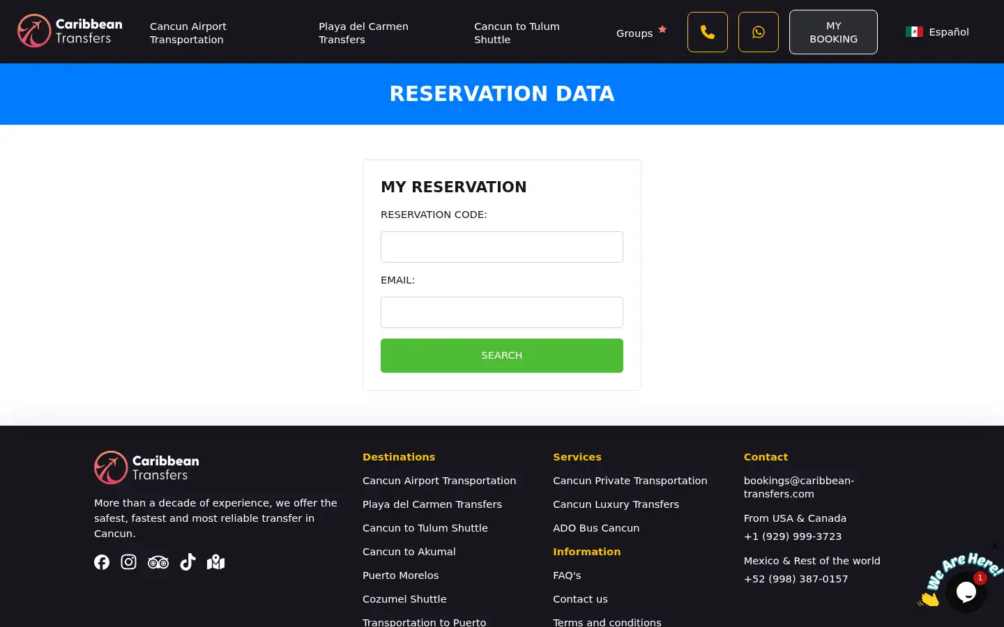 Screenshot of caribbean-transfers.com