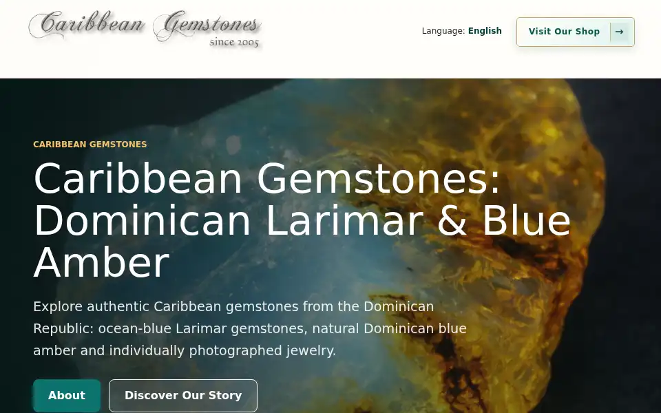 Screenshot of caribbeangemstones.com