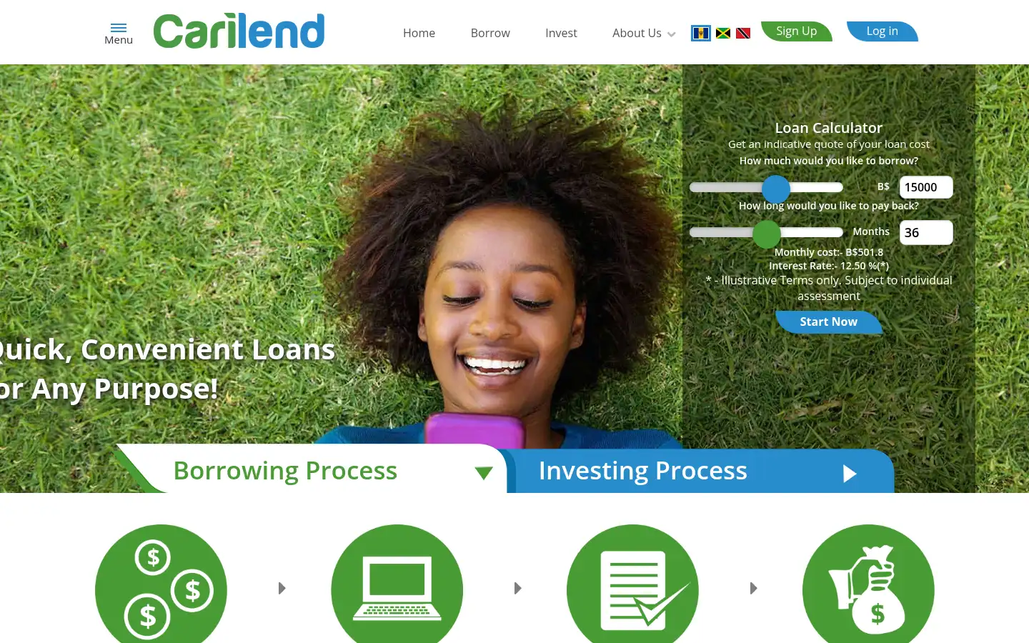 Screenshot of carilend.com