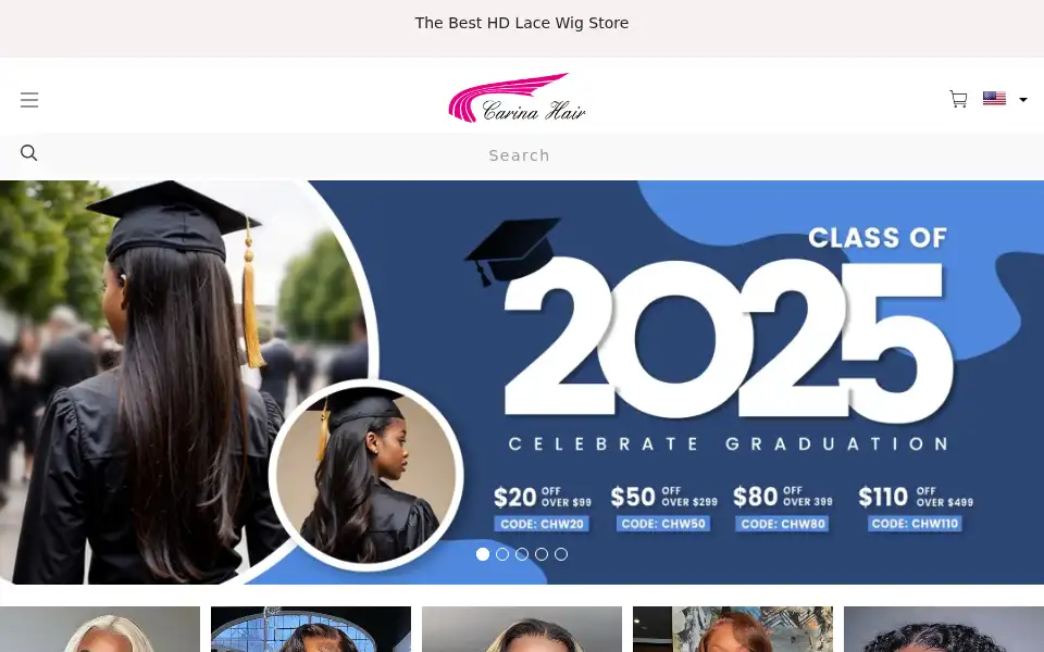Screenshot of carinahairwigs.com