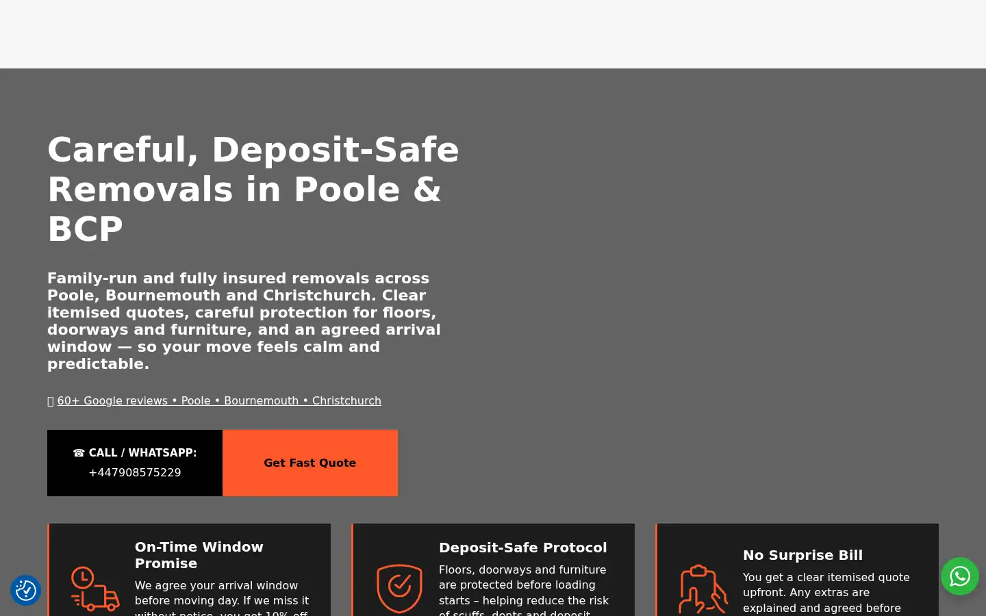 Screenshot of caritasremovals.co.uk