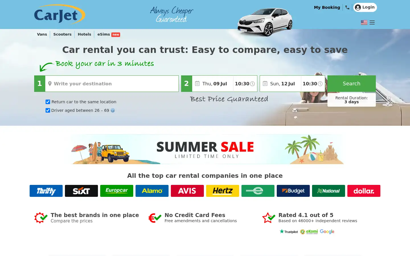 Screenshot of carjet.com