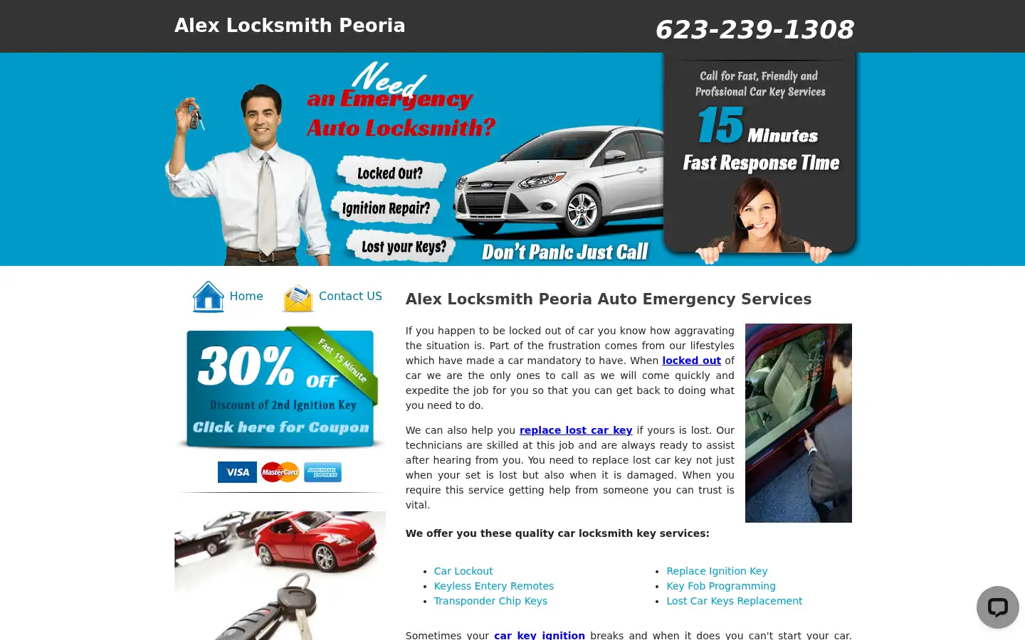 Screenshot of carkeylocksmithpeoriaaz.com