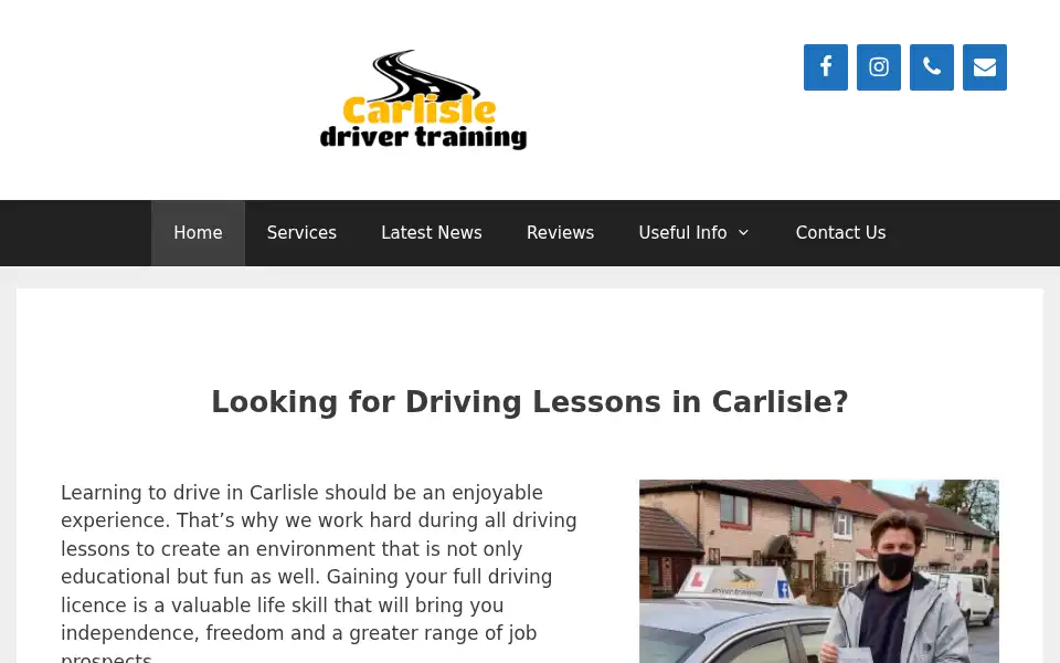 Screenshot of carlisledrivertraining.co.uk