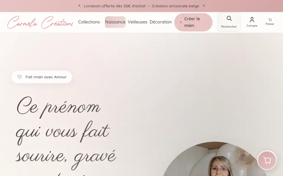 Screenshot of carmelacreations.com