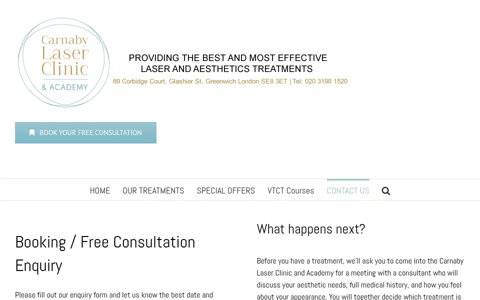 Screenshot of carnabylaserclinic.com