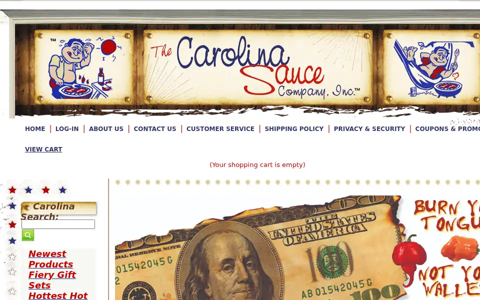 Screenshot of carolinasauces.com
