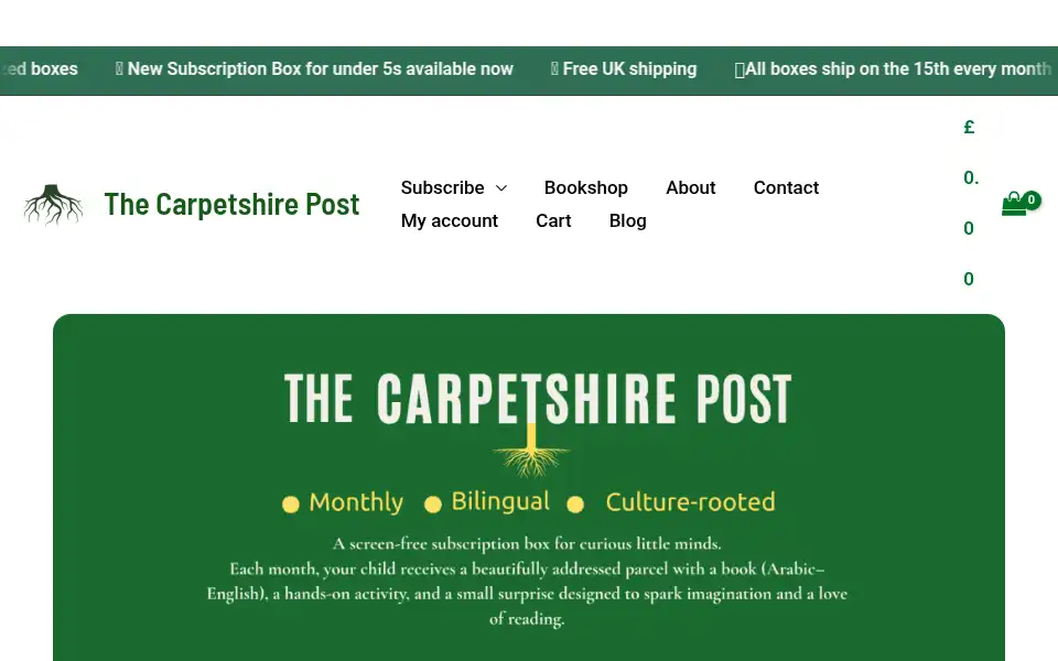 Screenshot of carpetshirebooks.co.uk
